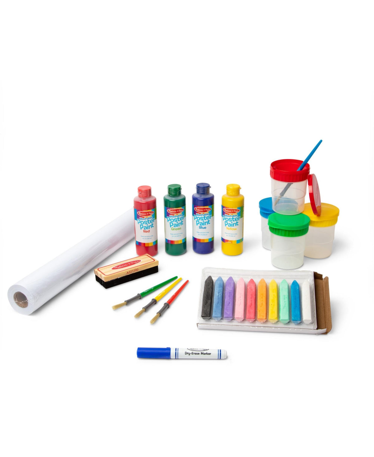 Melissa &amp; Doug Easel Accessory Set - Paint, Cups, Brushes, Chalk, Paper, Dry-Erase Marker