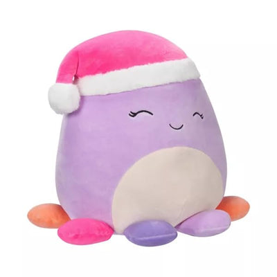 Squishmallows 12\" Beula Purple Octopus with Santa Hat Medium Plush