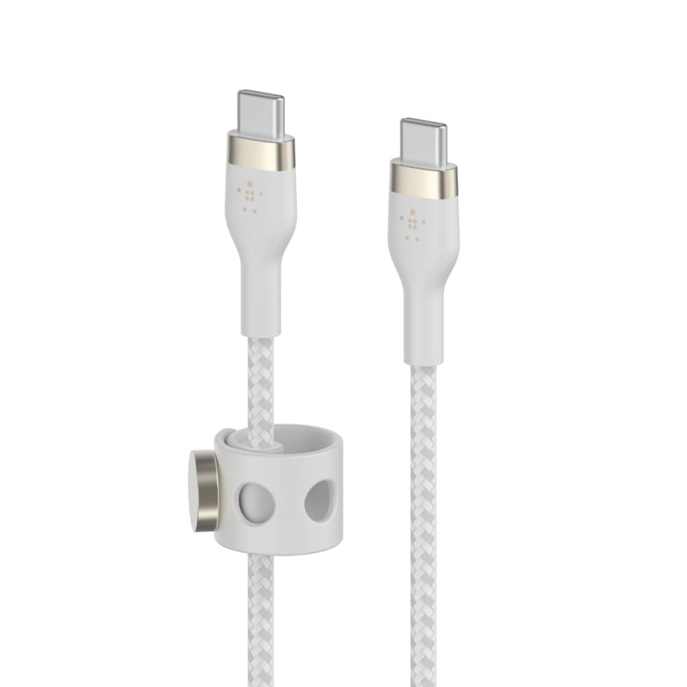 Belkin 6.6\' BoostCharge Pro Flex USB-C Cable with USB-C Connector Cable + Strap - Chardonnay