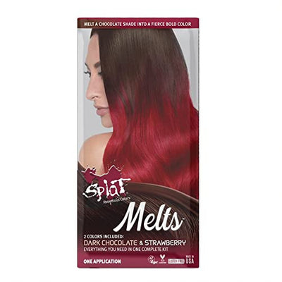 SPLAT MELTS COMPLETE KIT WITH BLEACH AND 2 SEMI-PERMANENT HAIR COLORS (Strawberry &amp; Dark Chocolate)