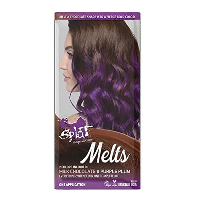 SPLAT MELTS COMPLETE KIT WITH BLEACH AND 2 SEMI-PERMANENT HAIR COLORS (Mixed Berries &amp; Milk Chocolate)