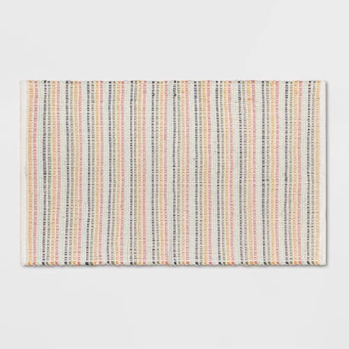 27x45 Handmade Multicolor Whimsical Striped Ribbed Accent Rug - Pillowfort