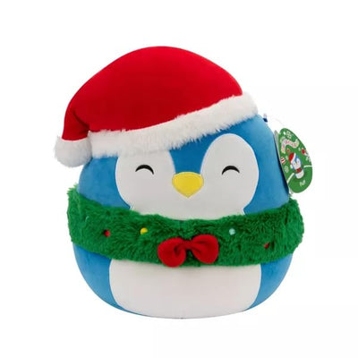Squishmallows 12\" Puff Blue Penguin with Wreath and Hat Medium Plush