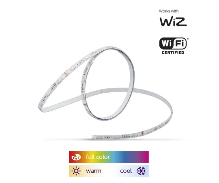 PHILIPS Smart Wi-Fi Wiz Connected Color and White Dimmable Tunable Light Strip Starter Kit 6.5ft (2M), 25249