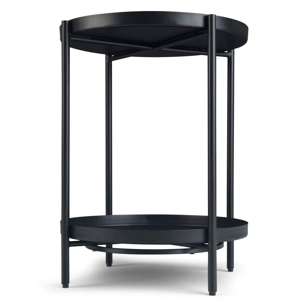SIMPLIHOME Monet Industrial 17 Inch Wide Metal End Table in Black, For the Living Room and Bedroom