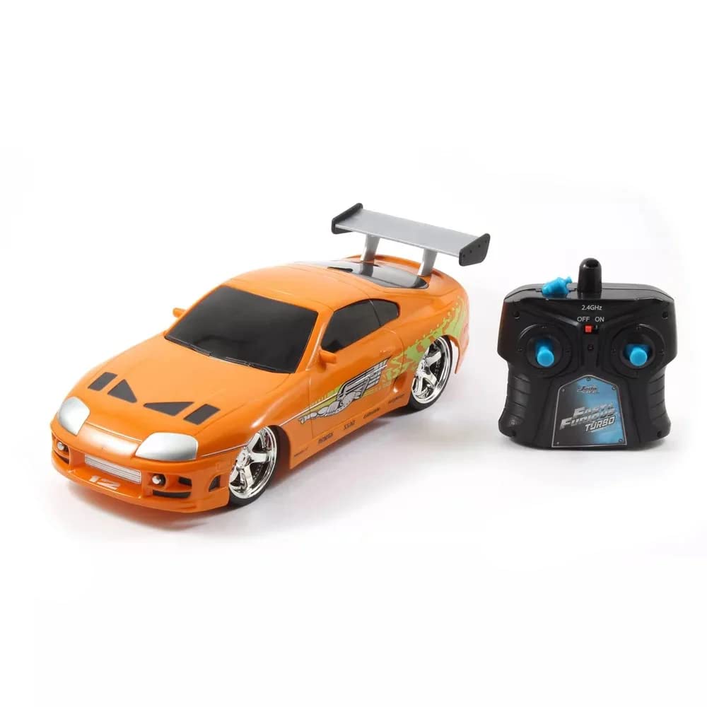 Jada Toys Fast &amp; Furious RC 1995 Toyota Supra Remote Control Vehicle 1:16 Scale Metallic Orange