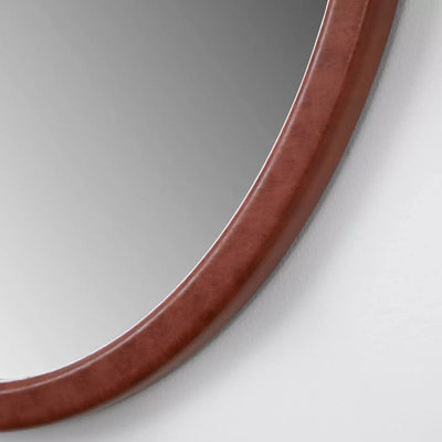 24\" x 30\" Oval Faux Leather Mirror with Ring
