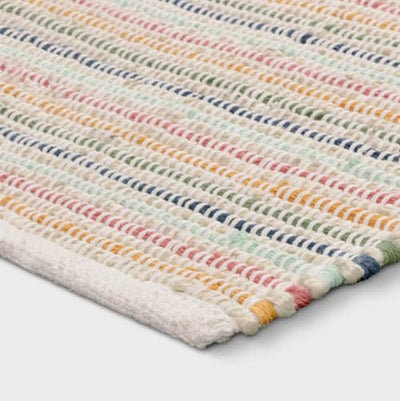 27x45 Handmade Multicolor Whimsical Striped Ribbed Accent Rug - Pillowfort