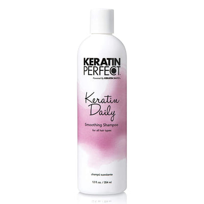 Keratin Perfect Keratin Daily Smoothing Shampoo - Clarifying, Anti-Frizz Hair Cleanser with Deep Hydrating Keratin - Strengthen and Restore Dry, Damaged Strands - UV Protectant Formula - 12 oz