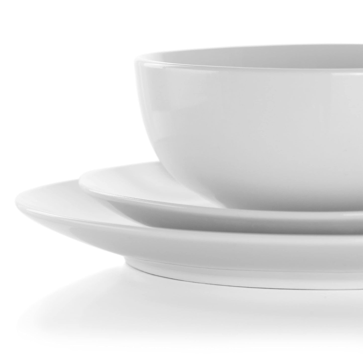 Elama White Porcelain Dish Dinnerware Set, 18 Piece, Luna
