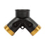 Gilmour 871204-1001 Heavy Duty Dual Two Way Shut-Off Valve, Black/Gold