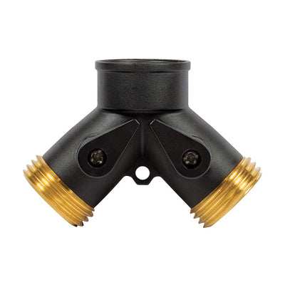 Gilmour 871204-1001 Heavy Duty Dual Two Way Shut-Off Valve, Black/Gold