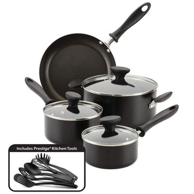 Farberware Reliance 12pc Nonstick Aluminum Cookware Set with Prestige Tools Black