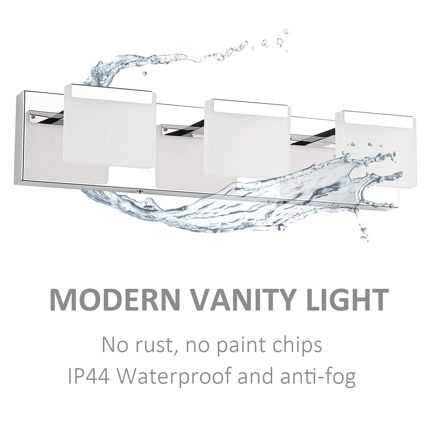 Ralbay LED Modern Vanity Light 3 Light Bathroom Vanity Lights Acrylic Stainless Steel Bathroom Wall Light