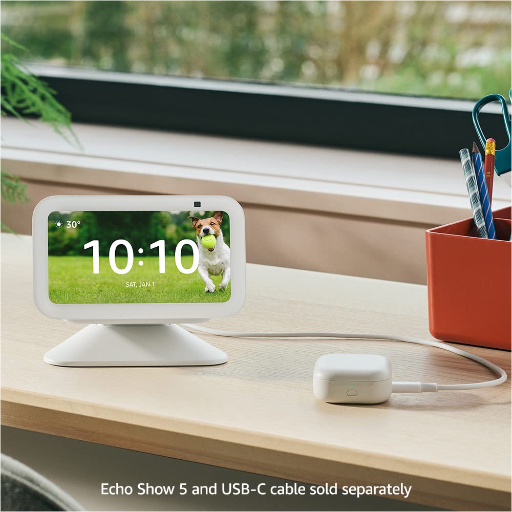 Amazon Echo Show 5 (3rd Gen) Adjustable Stand with USB-C Charging Port - Glacier White