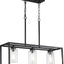 Black 3-Light Dining Room Light Fixture, Modern Farmhouse Chandeliers, Linear Rectangular Kitchen Island Lighting, Industrial Vintage Pendant Lighting with Clear Glass Shade Height Adjustable