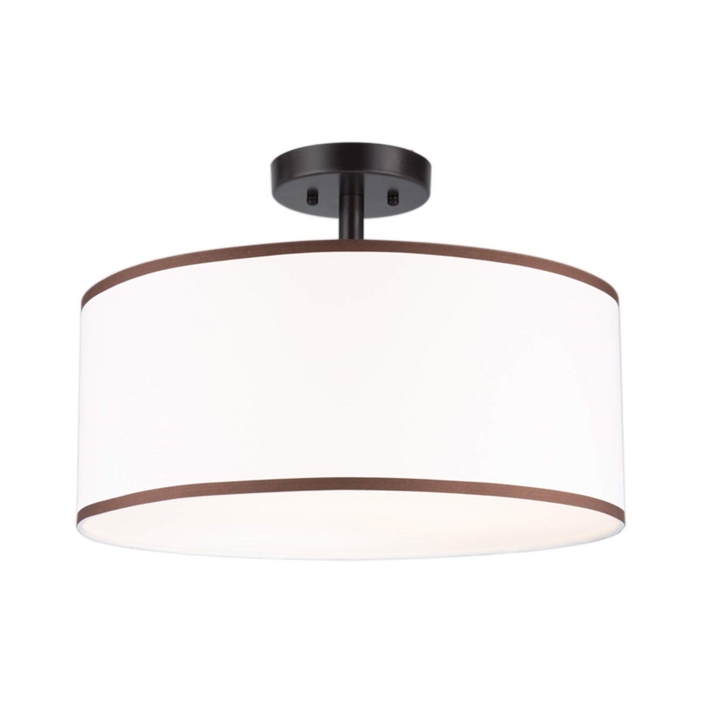 VONLUCE 3 Light Semi Flush Mount Ceiling Light Fixture, 18" Bronze Finished Drum Chandelier, Modern Drum Light Fixture with Diffused Shade for Kitchen, Hallway, Dining Room Table, Bedroom