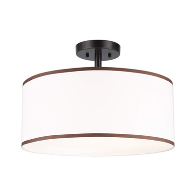 VONLUCE 3 Light Semi Flush Mount Ceiling Light Fixture, 18" Bronze Finished Drum Chandelier, Modern Drum Light Fixture with Diffused Shade for Kitchen, Hallway, Dining Room Table, Bedroom