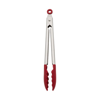 KitchenAid Silicone Stainless Steel Tongs, 12 Inch, Red