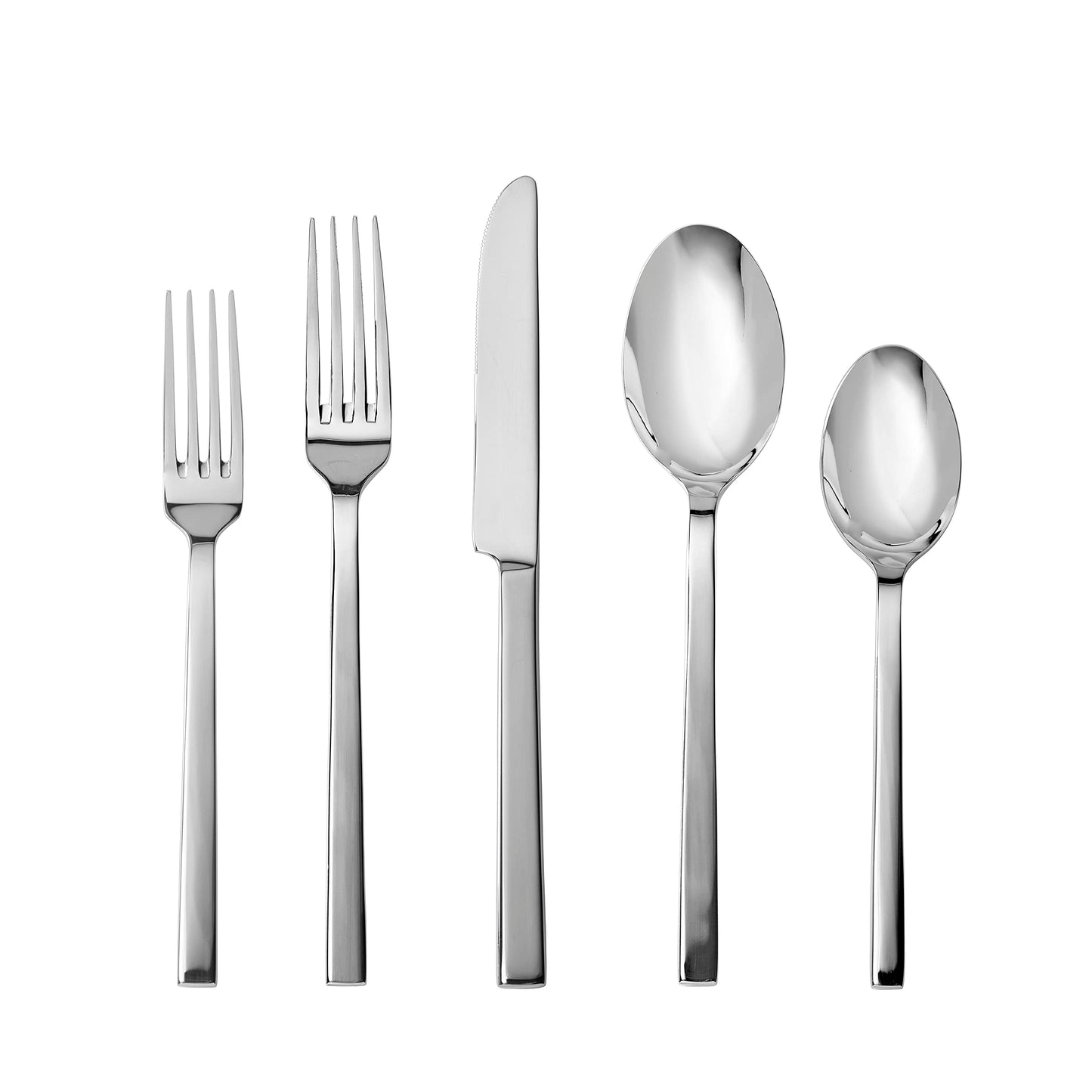 Fortessa Viggo Stainless Steel Flatware, Mirrored Stainless Steel, 18 Piece Place Setting, Service for 4