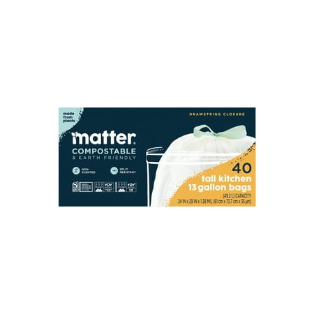 Matter 100% Compostable 13-Gallon Tall Kitchen Garbage Bags  40 Count