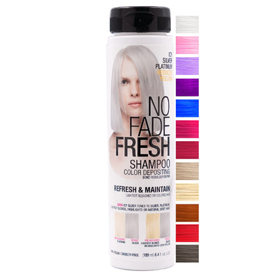 No Fade Fresh Icy Silver Platinum Hair Color Depositing Shampoo with BondHeal Bond Rebuilder - Enhance Color, Prevent Fading &amp; Tone to Remove Yellow on Blondes, Silvers &amp; Gray Hair - 6.4 oz