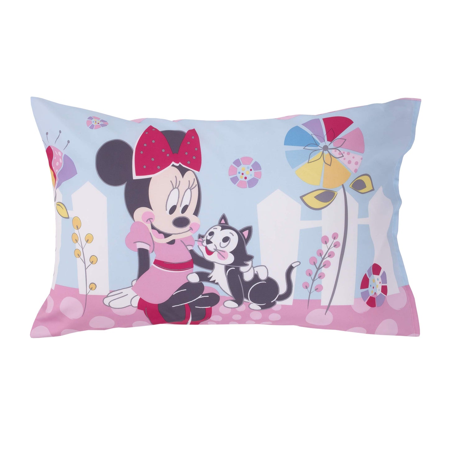 Disney Minnie Mouse - Minnie in Pink 4Piece Toddler Bed Set - Comforter, Reversible Pillowcase, Flat Top Sheet &amp; Fitted Bottom Sheet, Pink, Aqua, White,