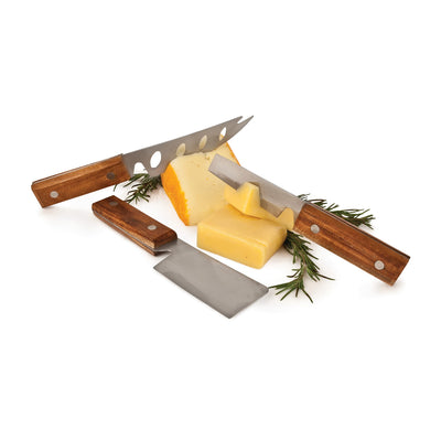 Twine Rustic Cheese Knife Set - Stainless Steel Knife Set - Charcuterie Tools Cheese Board Accessories - Stainless Steel and Wood, Set of 3