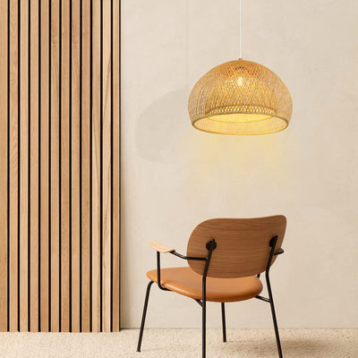 Arturesthome Bamboo Pendant Light for Kitchen Island, Wicker Chandelier Lighting, Handmade Woven Hanging Ceiling Light Lampshade for Living Room Bedroom