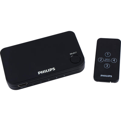 Philips 4 Port 2.2 HDMI Switch with Remote - Black
