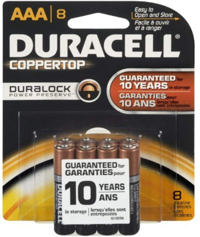 Duracell Coppertop AAA Alkaline Batteries 1.5 Volt 8 Each