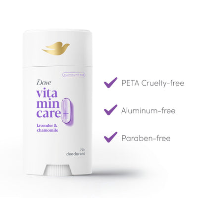 Dove Beauty VitaminCare+ Aluminum Free Lavender &amp; Chamomile Deodorant Stick - 2.6oz