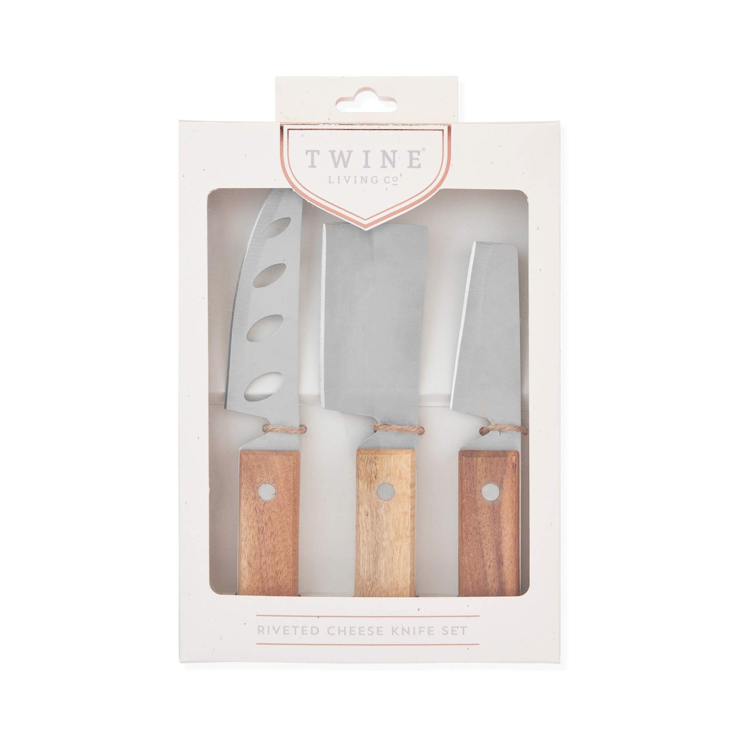 Twine Rustic Cheese Knife Set - Stainless Steel Knife Set - Charcuterie Tools Cheese Board Accessories - Stainless Steel and Wood, Set of 3