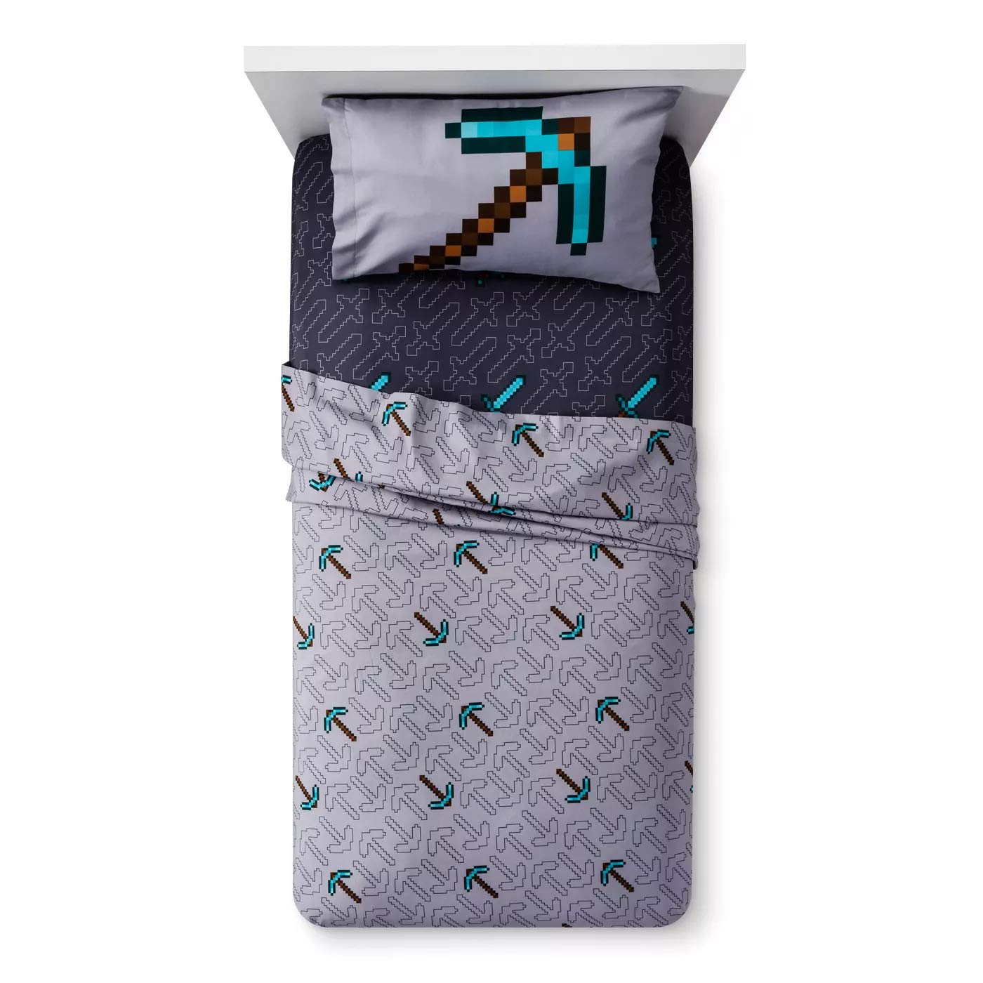 Minecraft Full Size Bedding Sheet Set, 4 Pieces (One Fitted, One Flat, Two Pillowcases)
