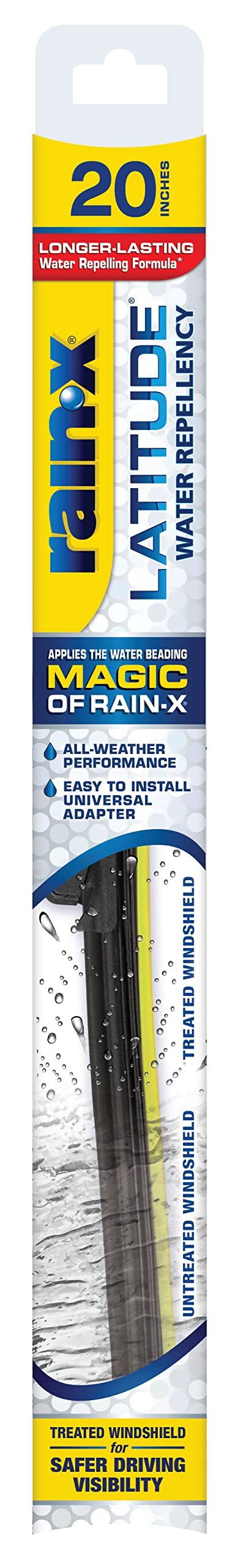 Rain-X 5079277-2 Latitude 2-In-1 Water Repellent Wiper Blades, 20 Inch Windshield Wipers (Pack Of 1), Automotive Replacement Windshield Wiper Blades With Patented Repellency Formula