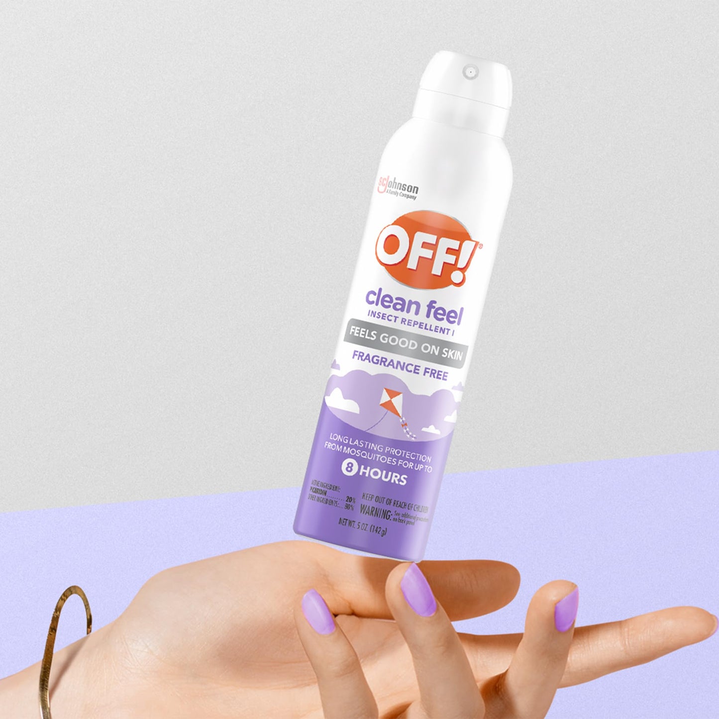 OFF! Clean Feel Insect Repellent Aerosol with 20% Picaridin, Bug Spray with Long Lasting Protection from Mosquitoes, Feels Good on Skin, 5 oz