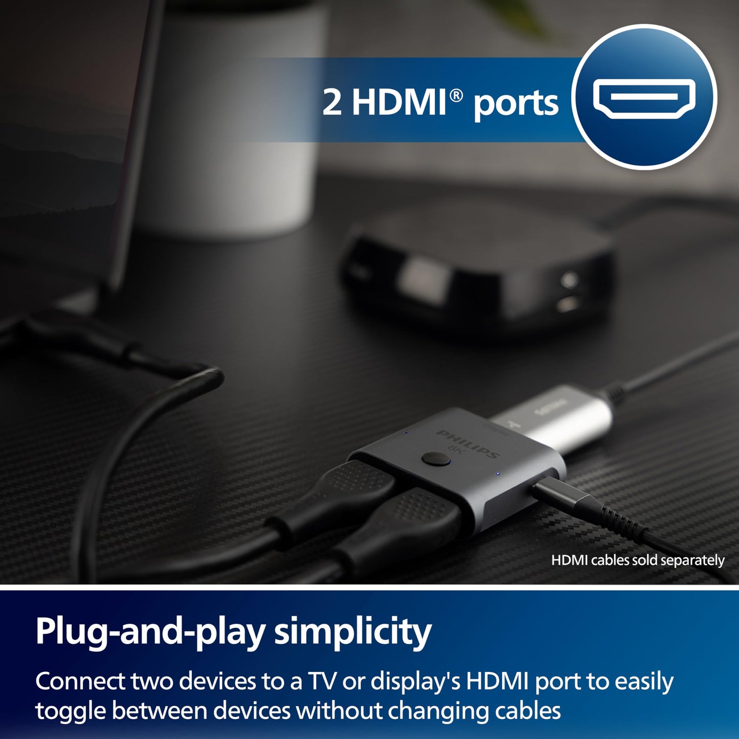 Philips 8K HDMI 2-Port Switch - Silver