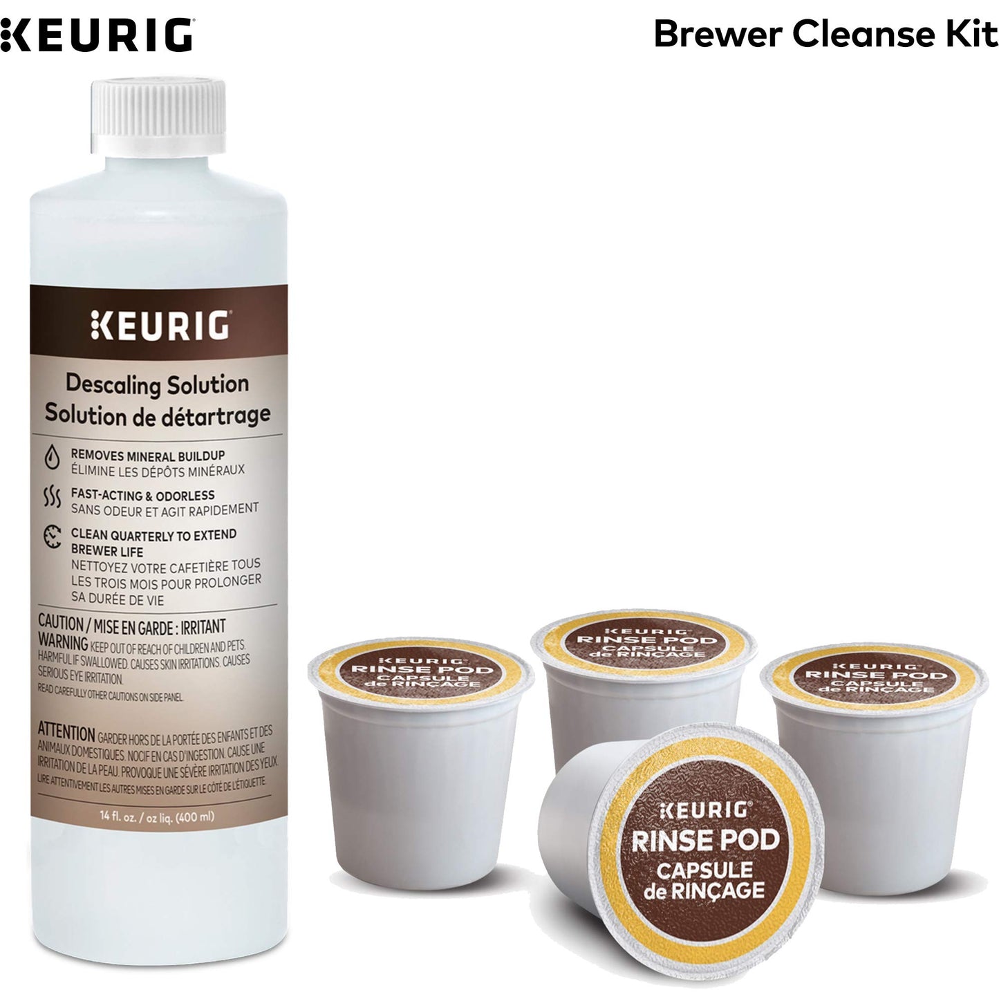 Keurig Brewer Cleanse Kit For Maintenance Includes Descaling Solution & Rinse Pods, Compatible with Keurig Classic/1.0 & 2.0 K-Cup Pod Coffee Makers, 4 Count