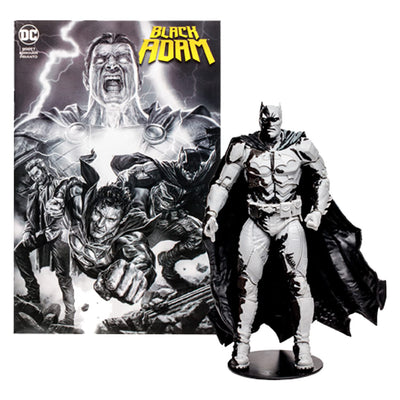 McFarlane Toys, 7-Inch DC Direct Black Adam Gold Label Batman Action (Line Art Variant) Figure with 22 Moving Parts, Collectible DC Black Adam Comic Figure with Unique Comic Book – Ages 12+