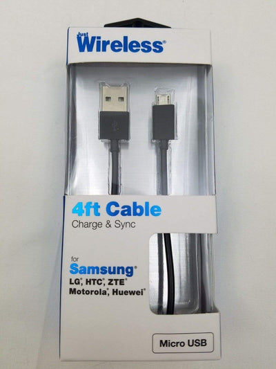 Just Wireless Micro USB Charging Cord - 4 ft, Black