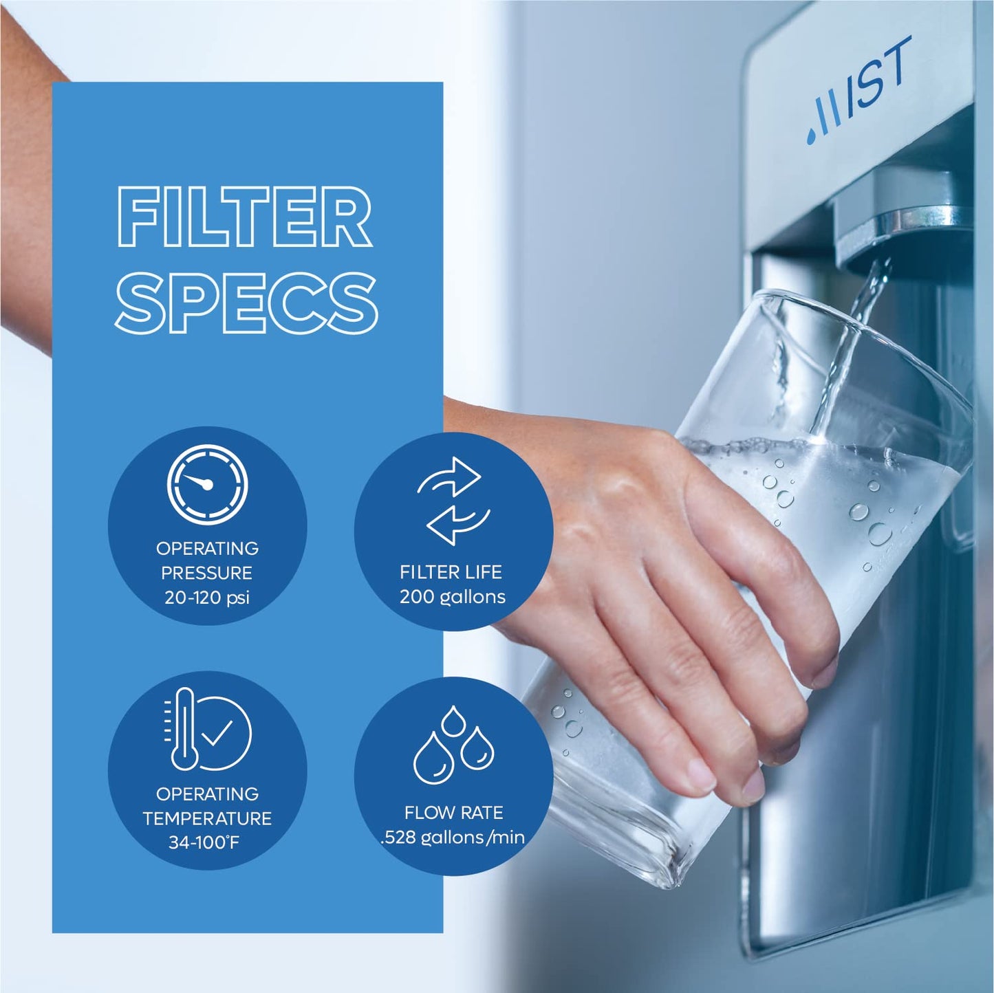 MIST MWF Water Filter Replacement for GE, Refrigerator Water Filter compatible with MWFP, MWFA, GWF, HWF, Smart Water, WFC1201, Kenmore 9991, 469991, WFC1201, GSE25GSHECSS, GE Water Filter (1 pack)