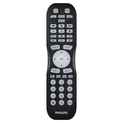 Philips Universal Remote Control for Samsung TV, Blu-ray, Soundbar, Cable/Satellite, Streaming Players, Roku Boxes, and More, 30 Ft Find-It Feature, 4 Device, Backlit, Black, SRP4221B/27