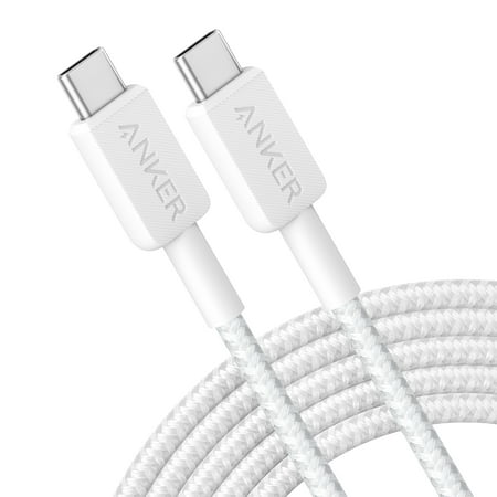 Anker 10\' 60W Braided USB-C to USB-C Max Fast Charging Cable - White