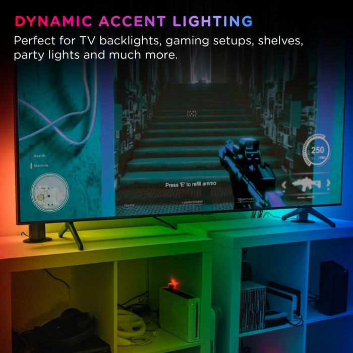 Enbrighten WiFi USB-Powered LED Color Changing Gaming Light Bars, 2 Pack, Black