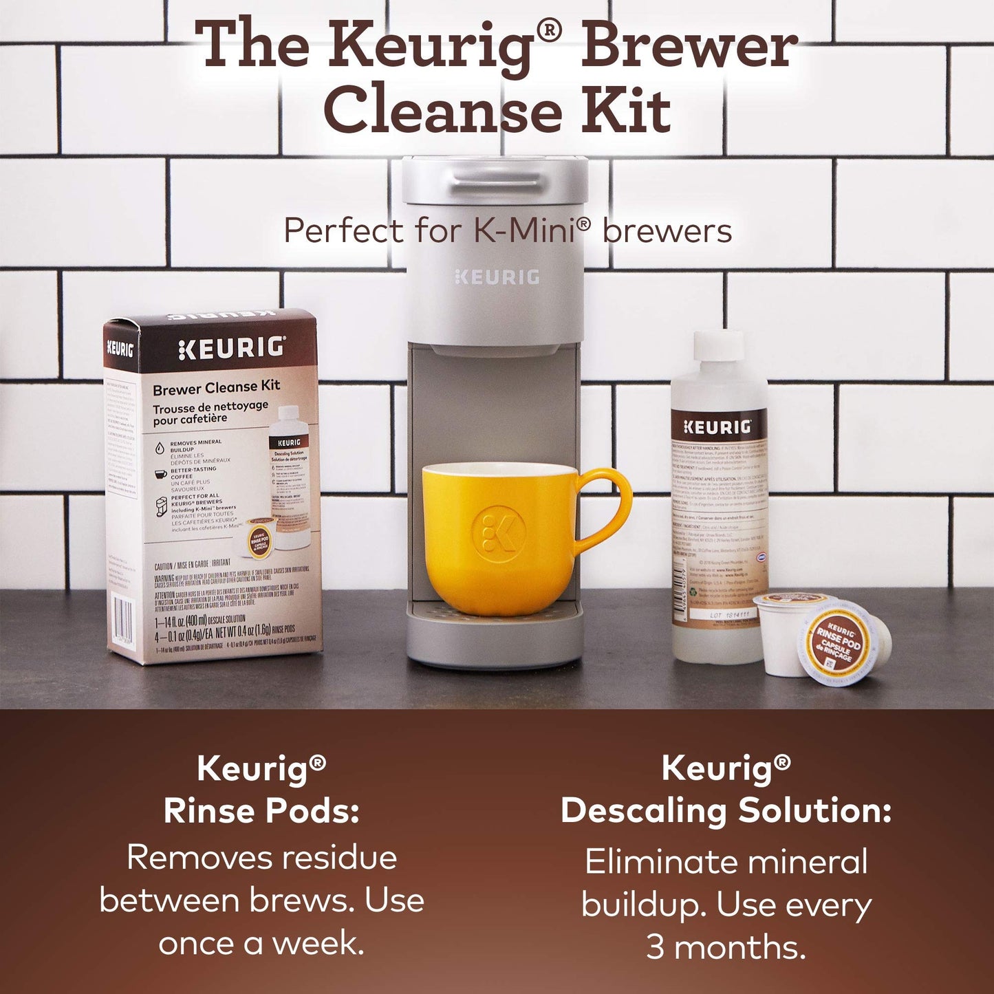 Keurig Brewer Cleanse Kit For Maintenance Includes Descaling Solution & Rinse Pods, Compatible with Keurig Classic/1.0 & 2.0 K-Cup Pod Coffee Makers, 4 Count