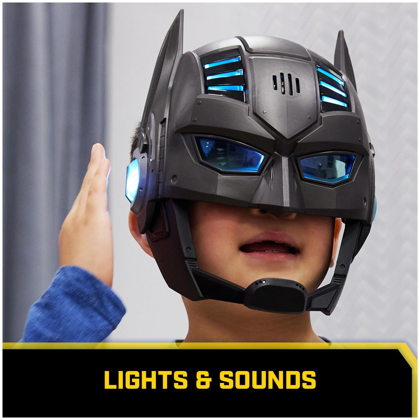 DC Comics, Armor-Up Batman Mask with Visor, 15+ Sounds &amp; Phrases, Lights, Super Hero Costume, Kids Roleplay for Boys and Girls Ages 4+