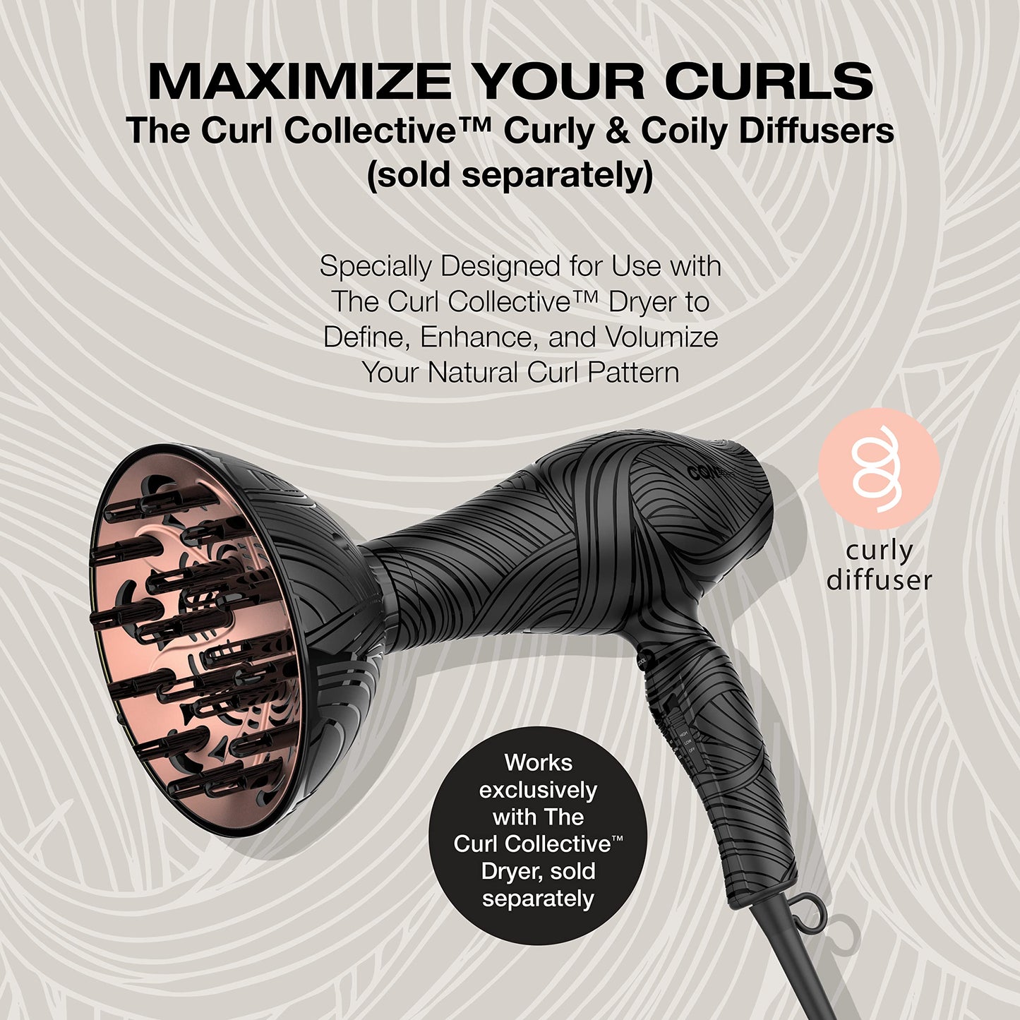 Conair The Curl Collective Diffuser 3 Wavy to Curly - Pink