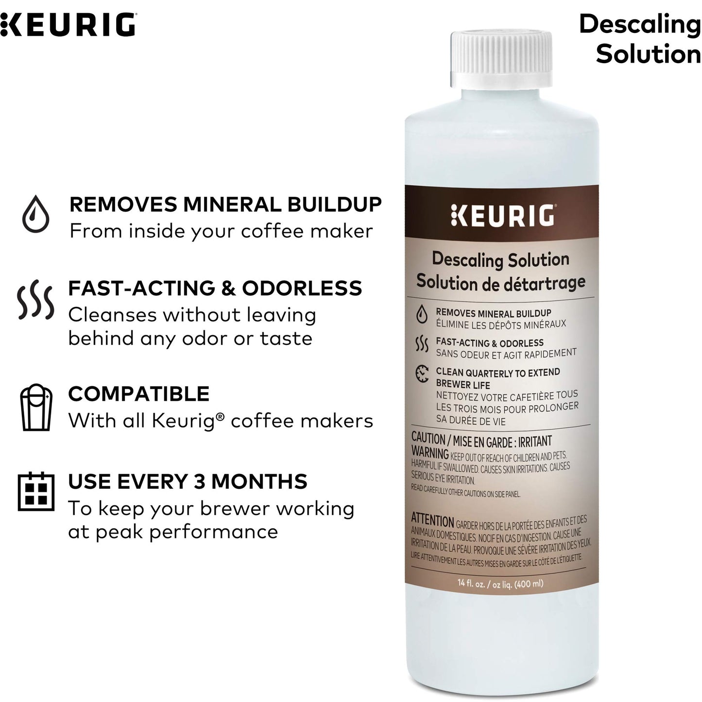 Keurig Brewer Cleanse Kit For Maintenance Includes Descaling Solution & Rinse Pods, Compatible with Keurig Classic/1.0 & 2.0 K-Cup Pod Coffee Makers, 4 Count