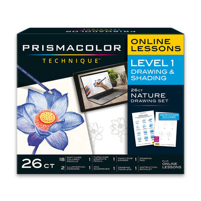 Prismacolor Technique, Art Supplies and Digital Art Lessons, Nature Drawing Set, Level 1, Learn to Draw with Colored Pencils, Graphite Pencils, and More, Flower Drawing, 26 Count