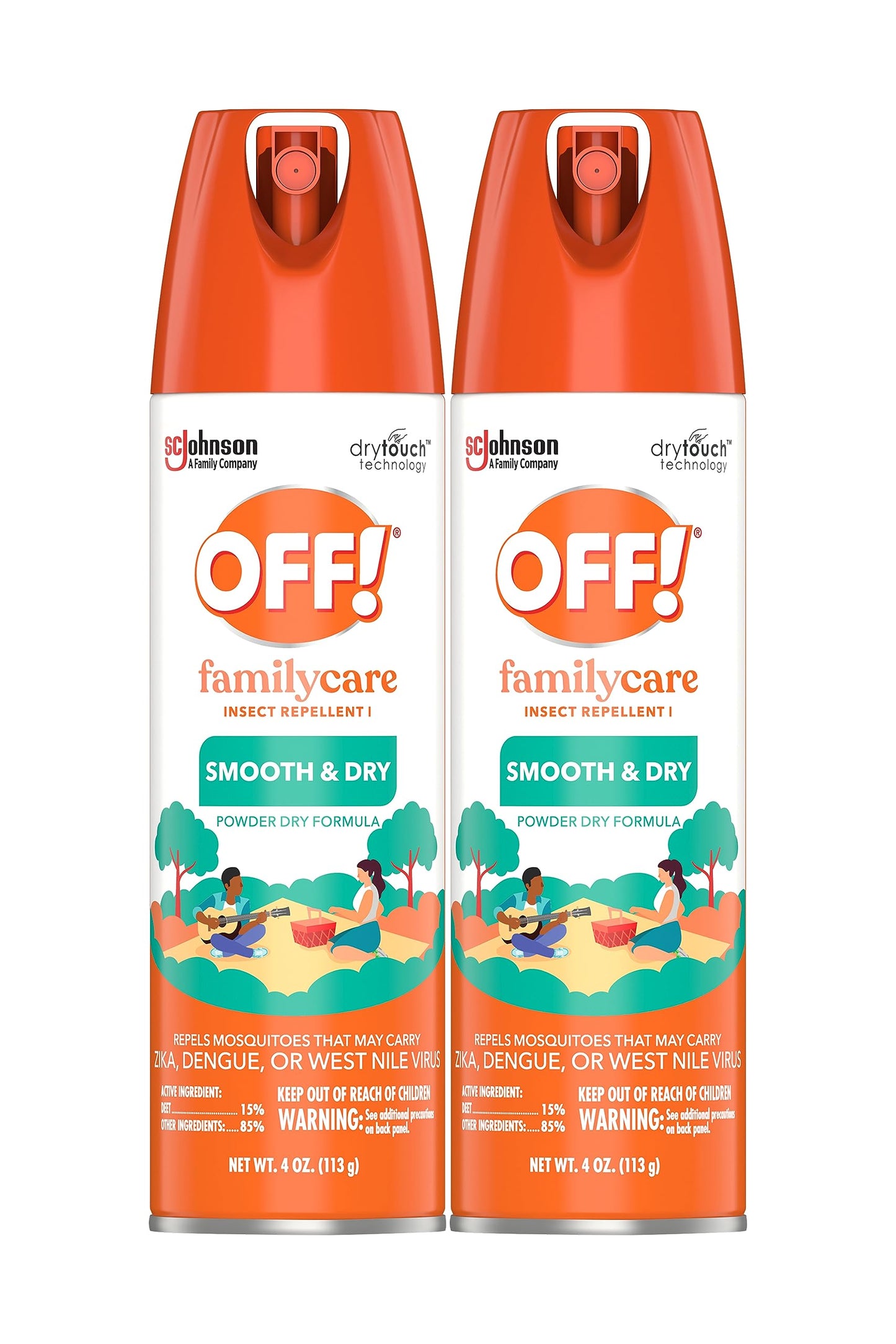 OFF! Family Care Insect &amp; Mosquito Repellent, Bug Spray Containing 15% DEET, Protects Against Mosquitoes, 4 Oz, 2 Count